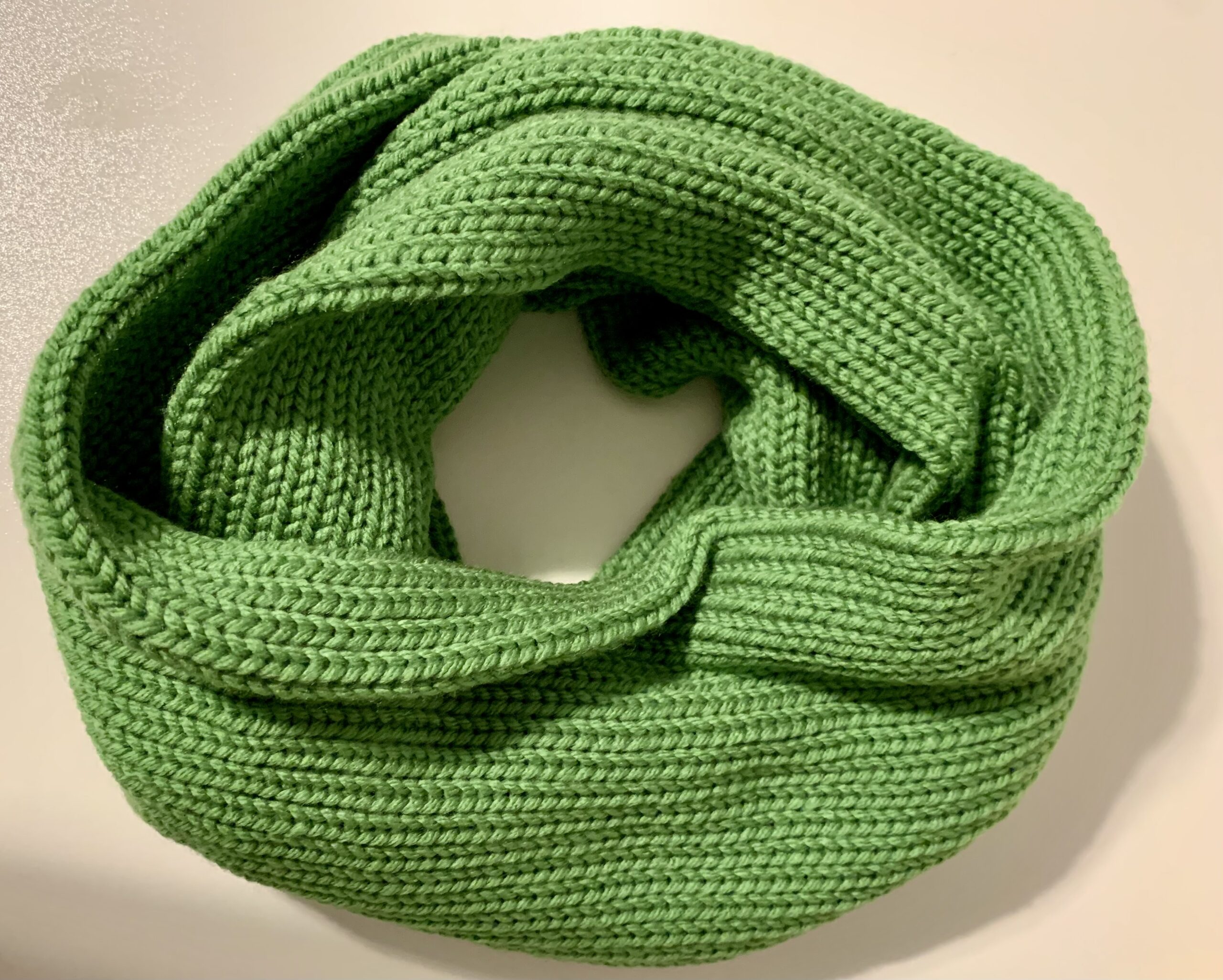 Grass Green Color Knit Infinity Scarf